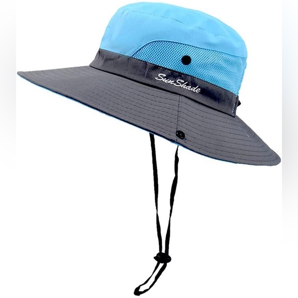 Sun Shade Accessories Womens Two Tone Blue Gray Casual Bucket Hat